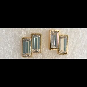 Silver Mini Double Baguette Earrings